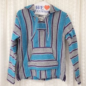 Original Senor Lopez Striped Serape Baja Hoodie Size Small